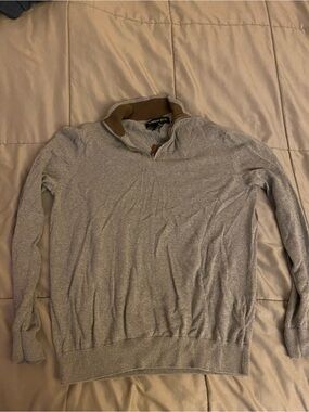 LIKE NEW Harrison Davis Classic Quarter-Zip Men's Gray Cotton Sweater